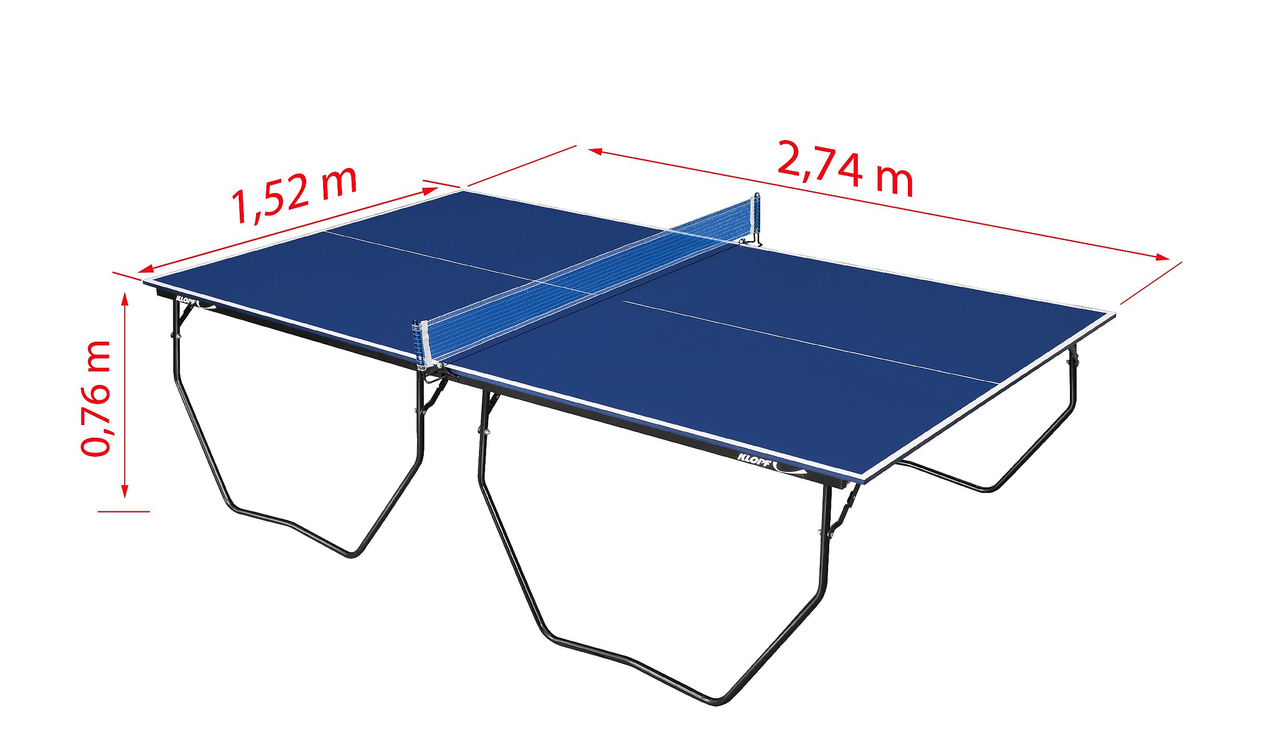 Mesa de Ping Pong / Tênis de Mesa Klopf - 25 mm - Preto+Azul