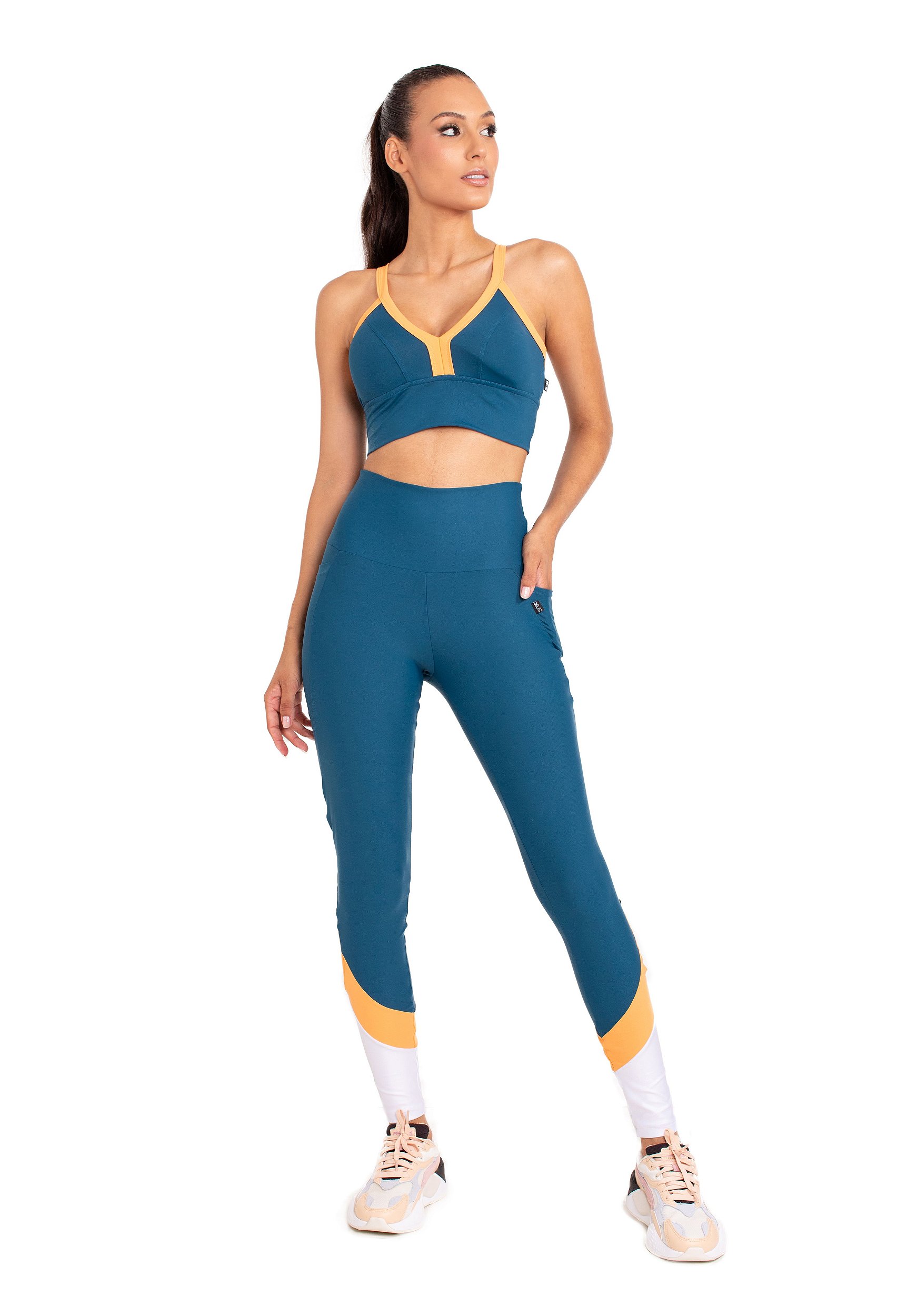 Conjunto Fitness Cintura Alta Cold Blue - Lis Fitness Wear - Moda Fitness