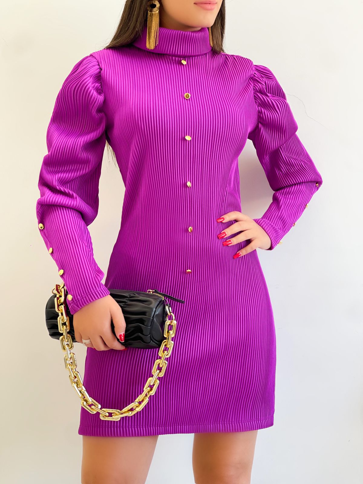 Vestido com gola clássica e estampa - Dixie
