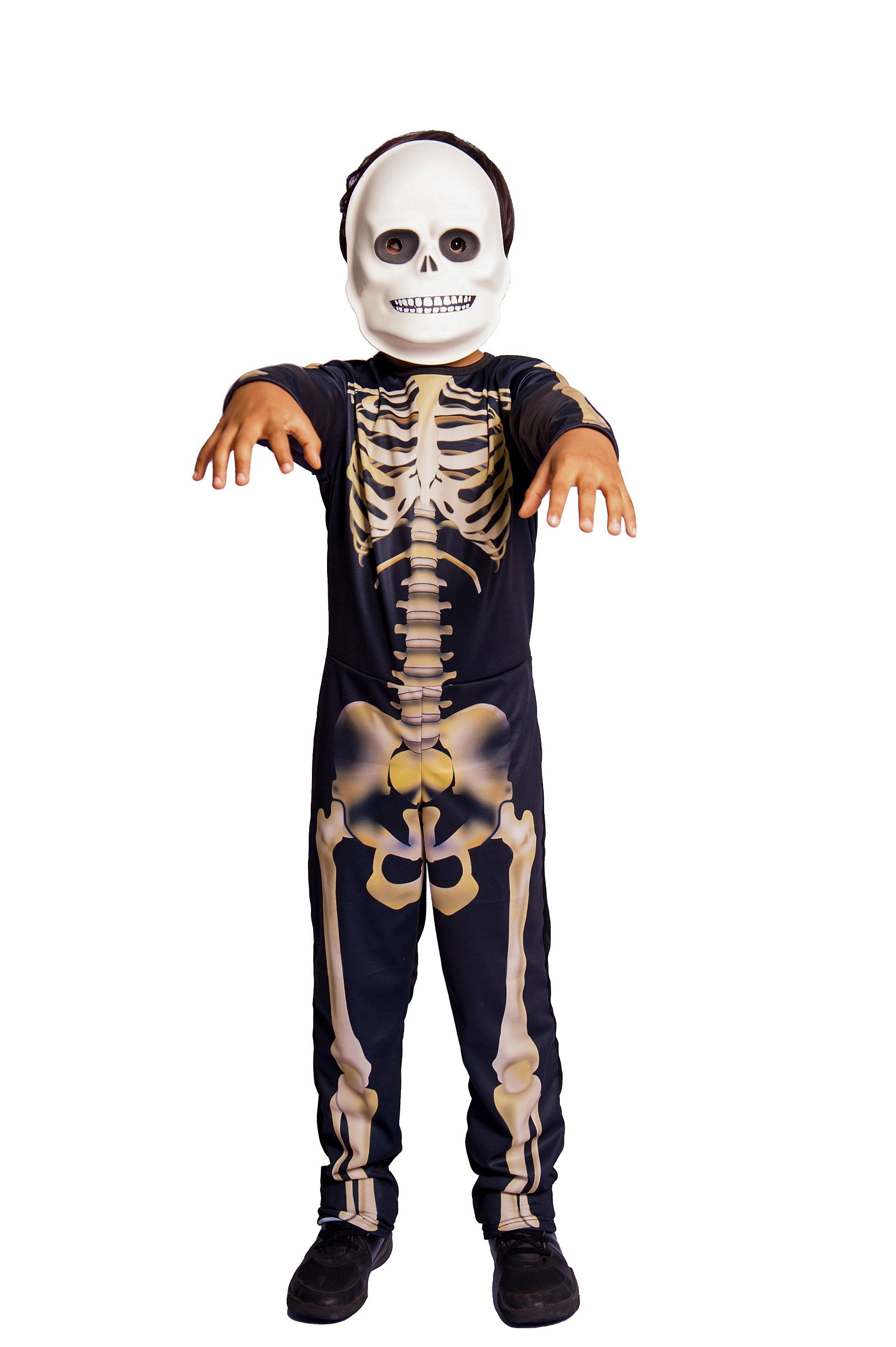 Fantasia Infantil Esqueleto Caveira com Máscara Dia das Bruxas