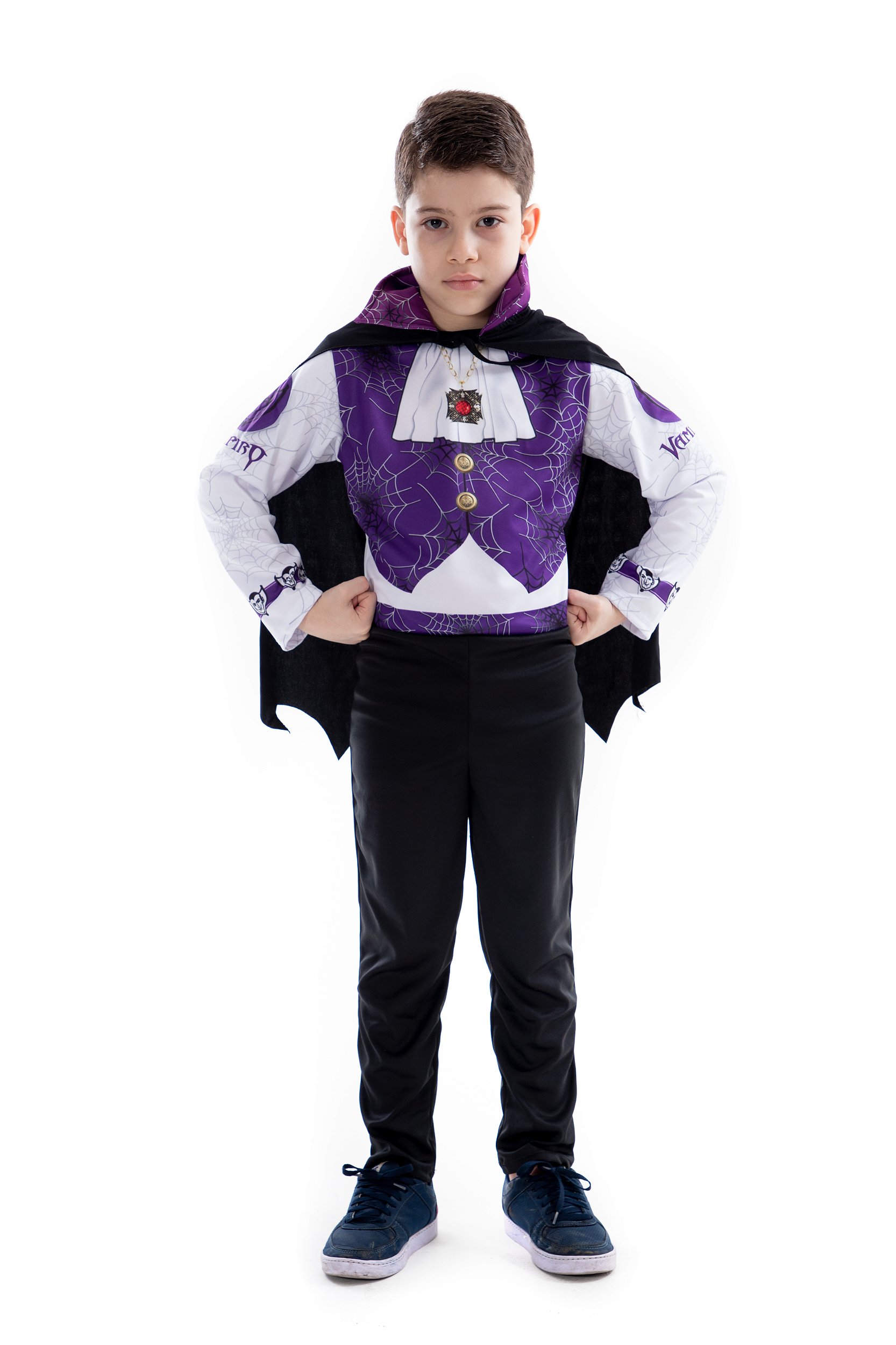 Fantasia Halloween Vampiro Drácula Infantil - Pronta Entrega