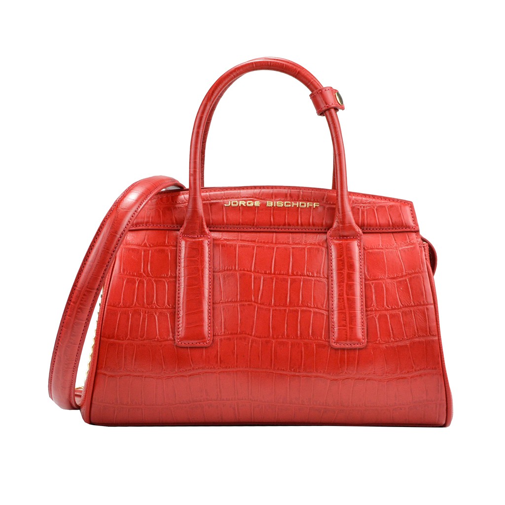 Croc-Effect Double Top Handle Structured Bag - ShopperBoard