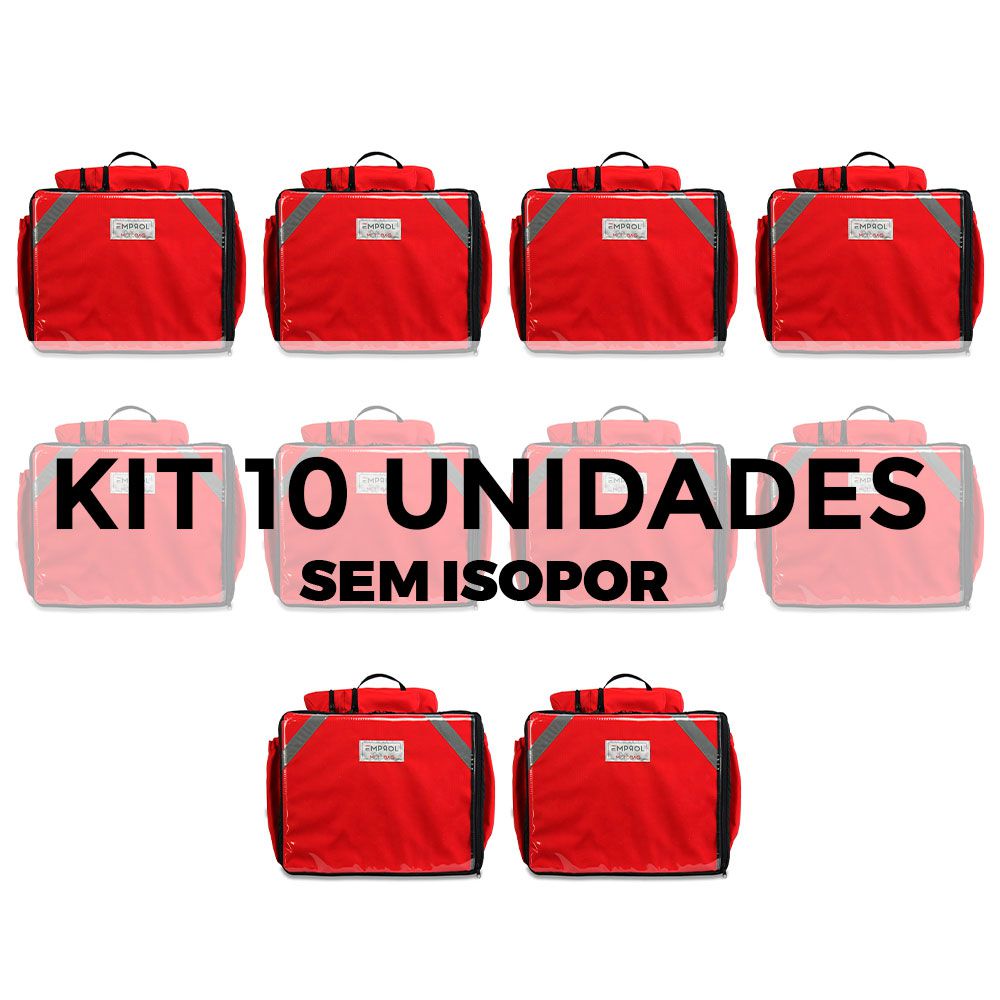 Kit 10 Pçs Mochila Bag Maquininha Motoboy Sem Isopor 45L Delivery Capa -  Emprol Motobag - Mochilas Bags para Motoboy