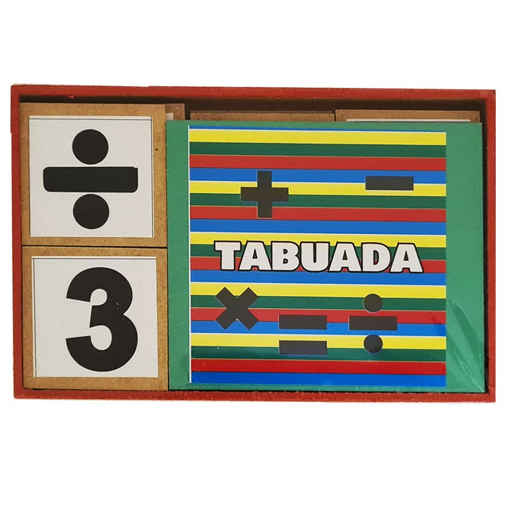 Jogo Aprendendo a Tabuada 100 peças em madeira Brinquedo Educativo