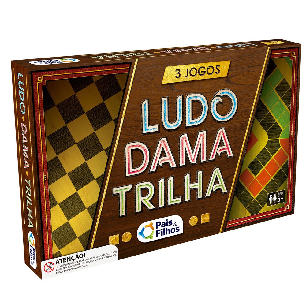 Jogo 3 x 1 Dama, Ludo e Trilha Infantil Educativo - Tralalá 4 Kids