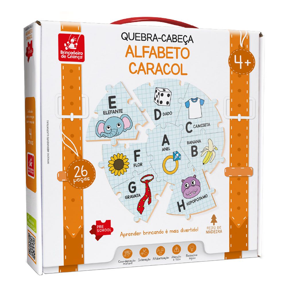 Material pedagogico quebra cabeca alfabeto