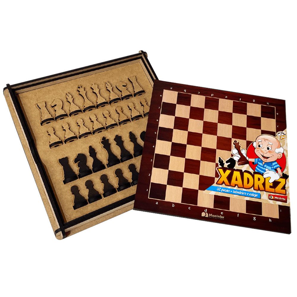 Tabuleiro De Xadrez Infantil De Madeira