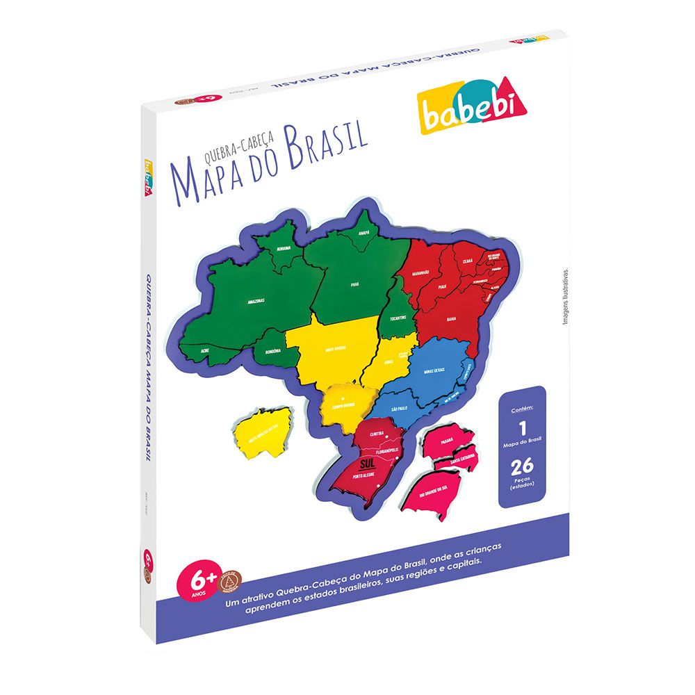 mapa do brasil educativo pedagogico em madeira encaixe regiões e