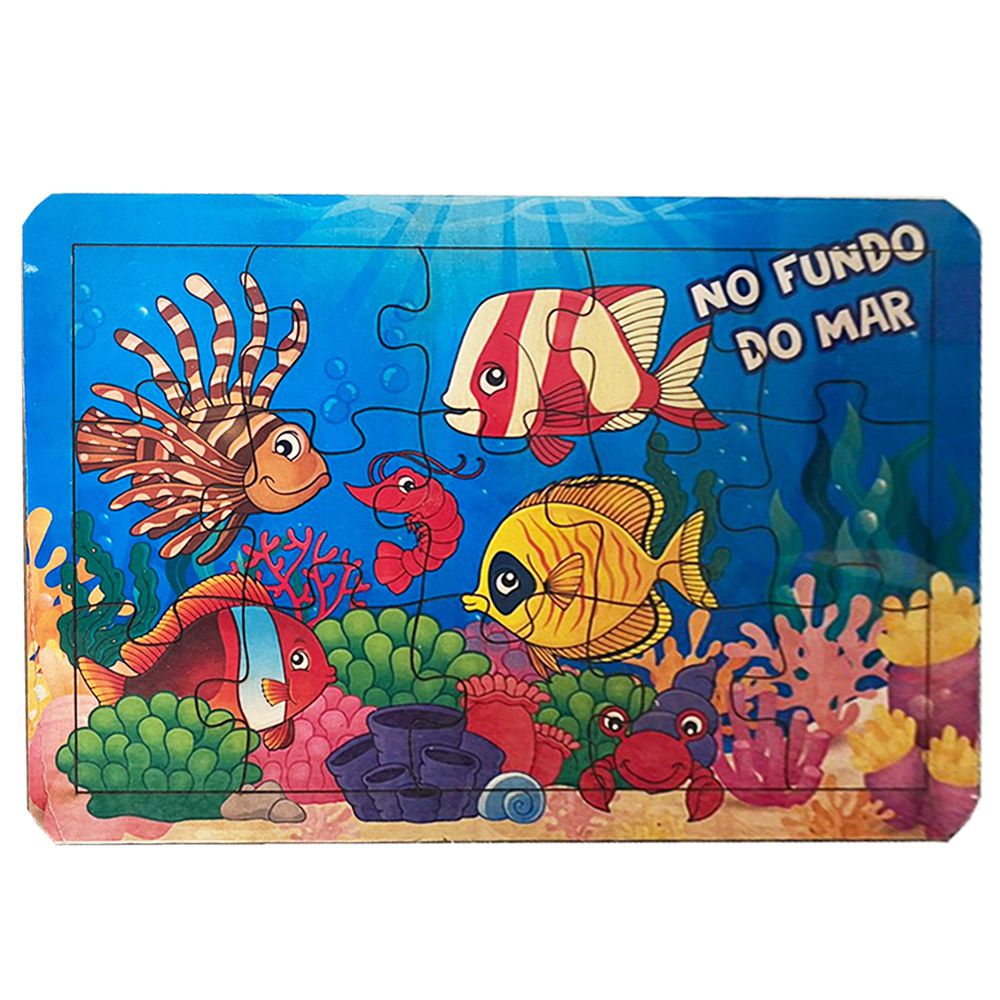 Brinquedo Educativo Quebra-cabeça em Blocos Fundo do Mar em Madeira