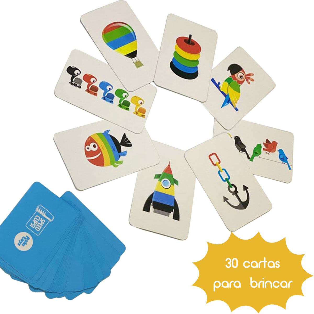Jogo Infantil Speed Cups Monte Copinhos Coloridos 30 cartas