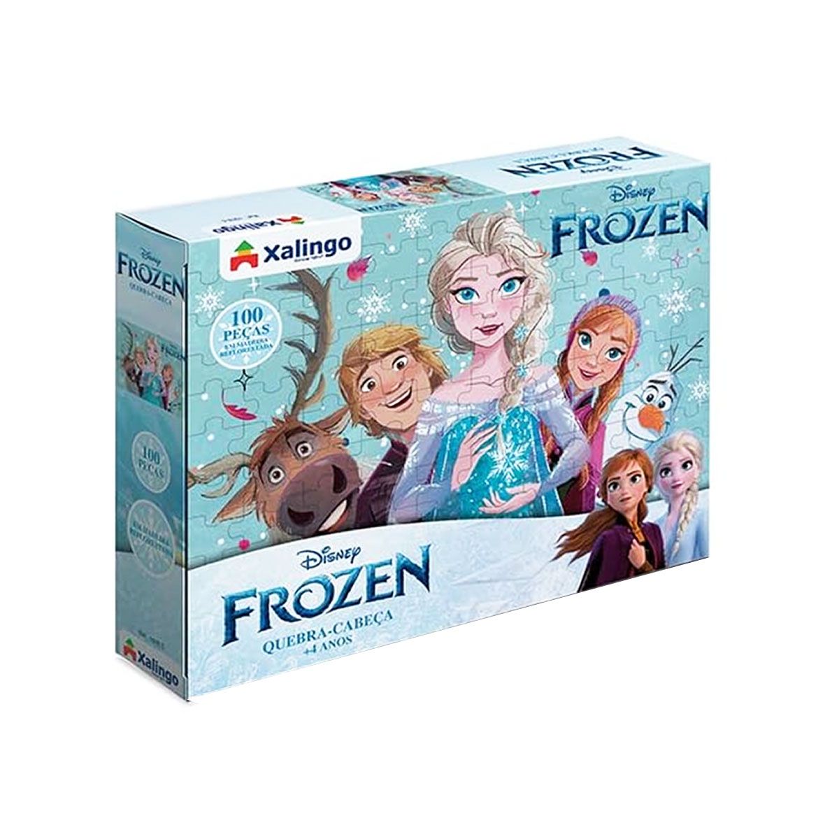 Quebra cabeças de madeira 100 peças frozen 2 disney xalingo no Shoptime