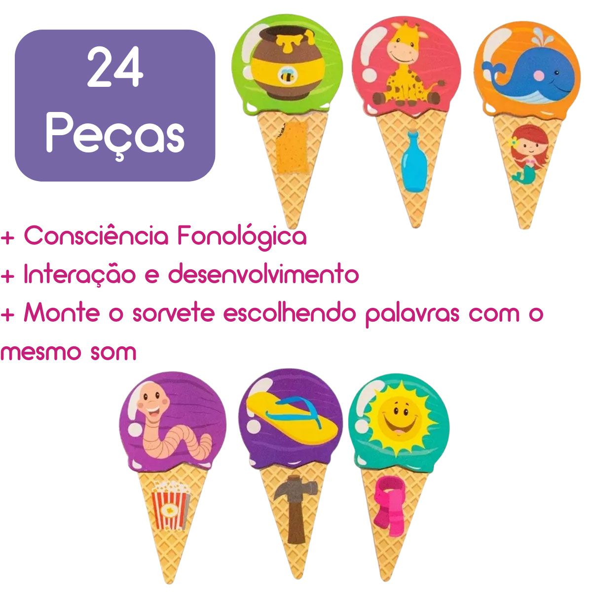 Jogo Educativo Didatico Sorvete de Rimas Coleção Crescer Nig - Tralalá ...