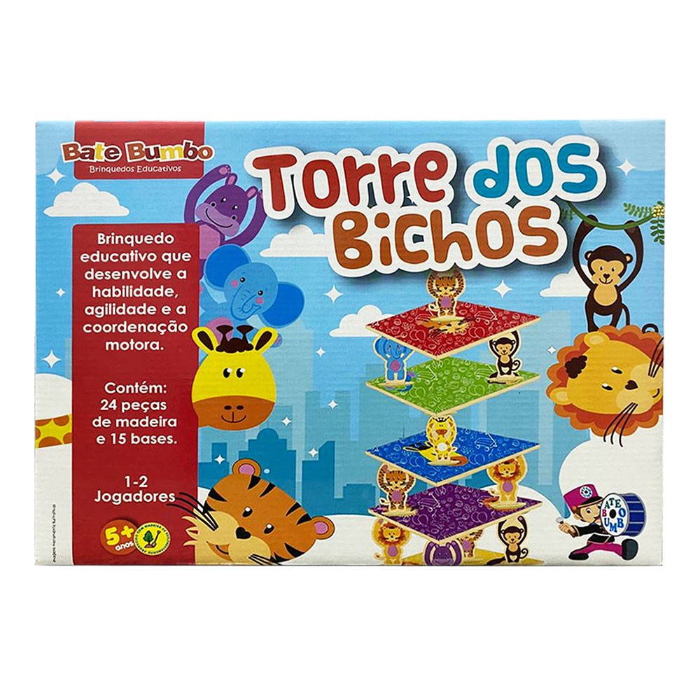 Torre dos Bichos Inteligente Brinquedo Educativo Jogo de MadeiraBrinquedos  de MadeiraBambalalão Brinquedos Educativos