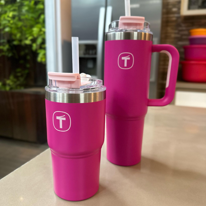 Tupperware® Copo Térmico Big T com Canudo 630ml Rosa Pink - Loja ...