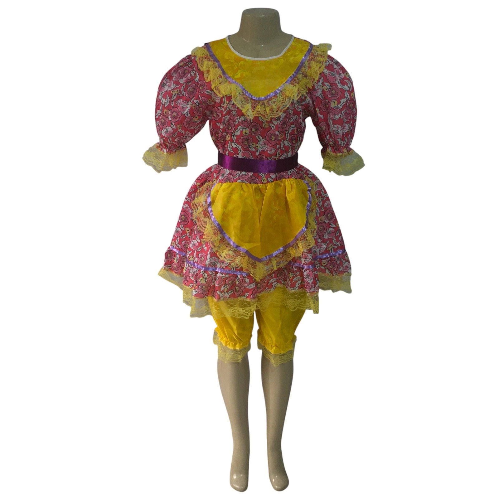 Vestido Junino Florido com Rendas - Cochicho Fantasias
