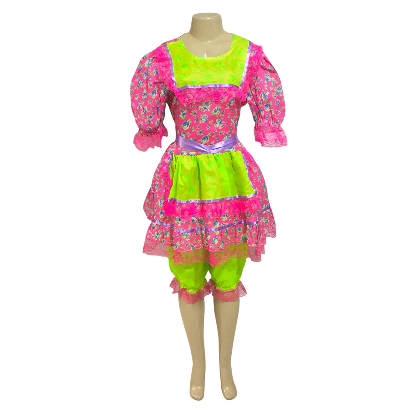 Vestido Junino Florido com Rendas - Cochicho Fantasias