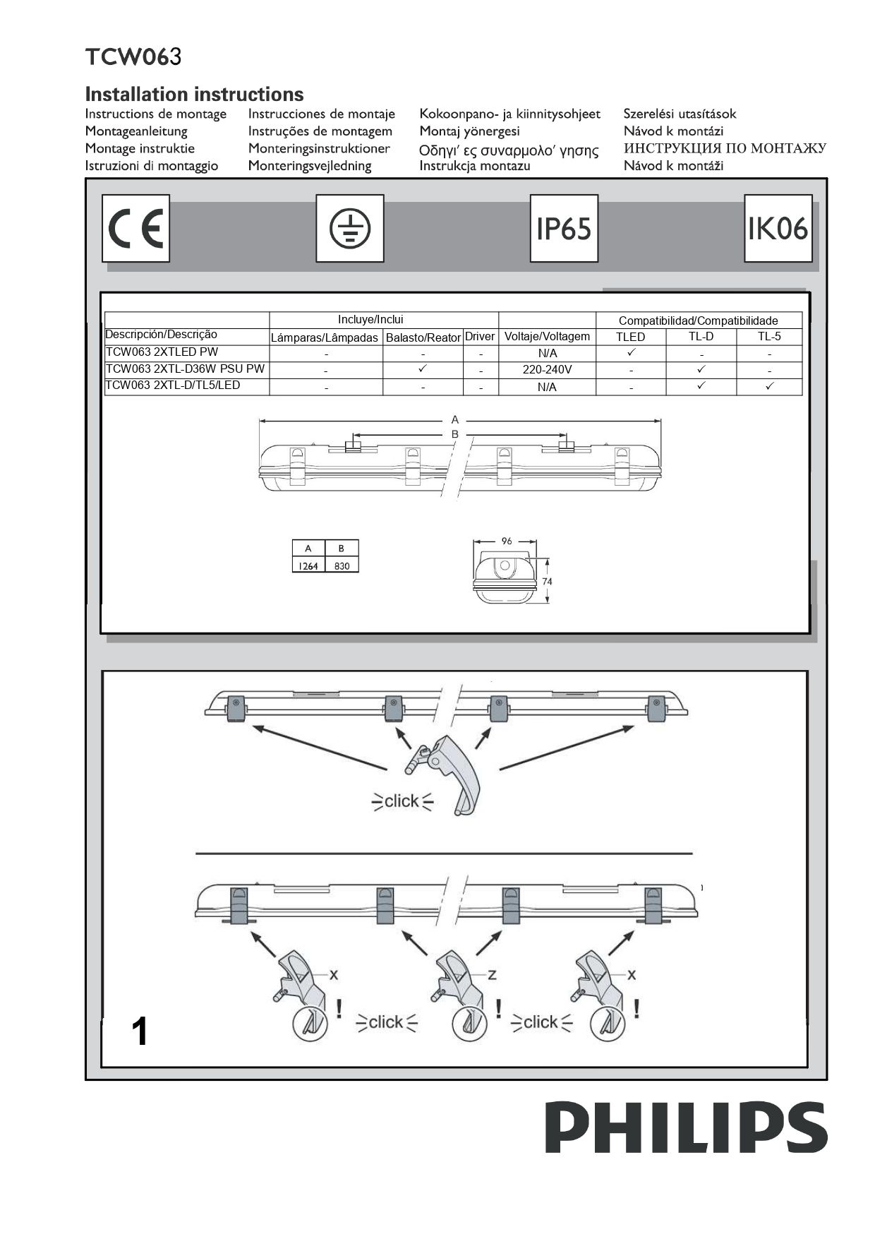 Luminária Hermética Waterproof TCW063 2XTLD TL5 LED Philips Shopsdrop Sua loja, nosso Shopping