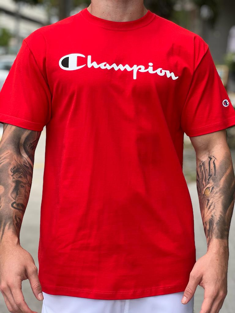 Camiseta Champion Script Logo Print Masculina - Compre Agora