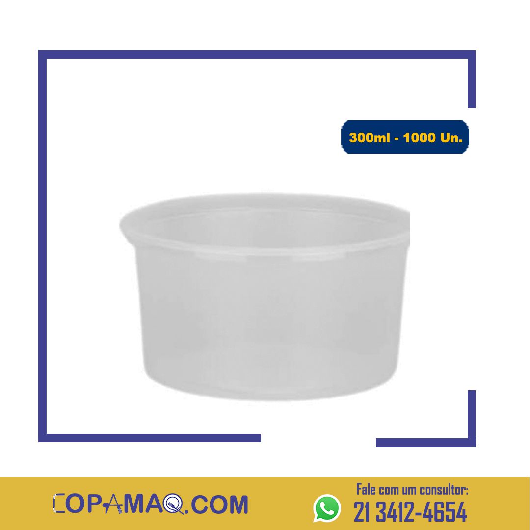 Pote plástico 300ml copaza com 1000 unidades p14 - Copamaq Comercial