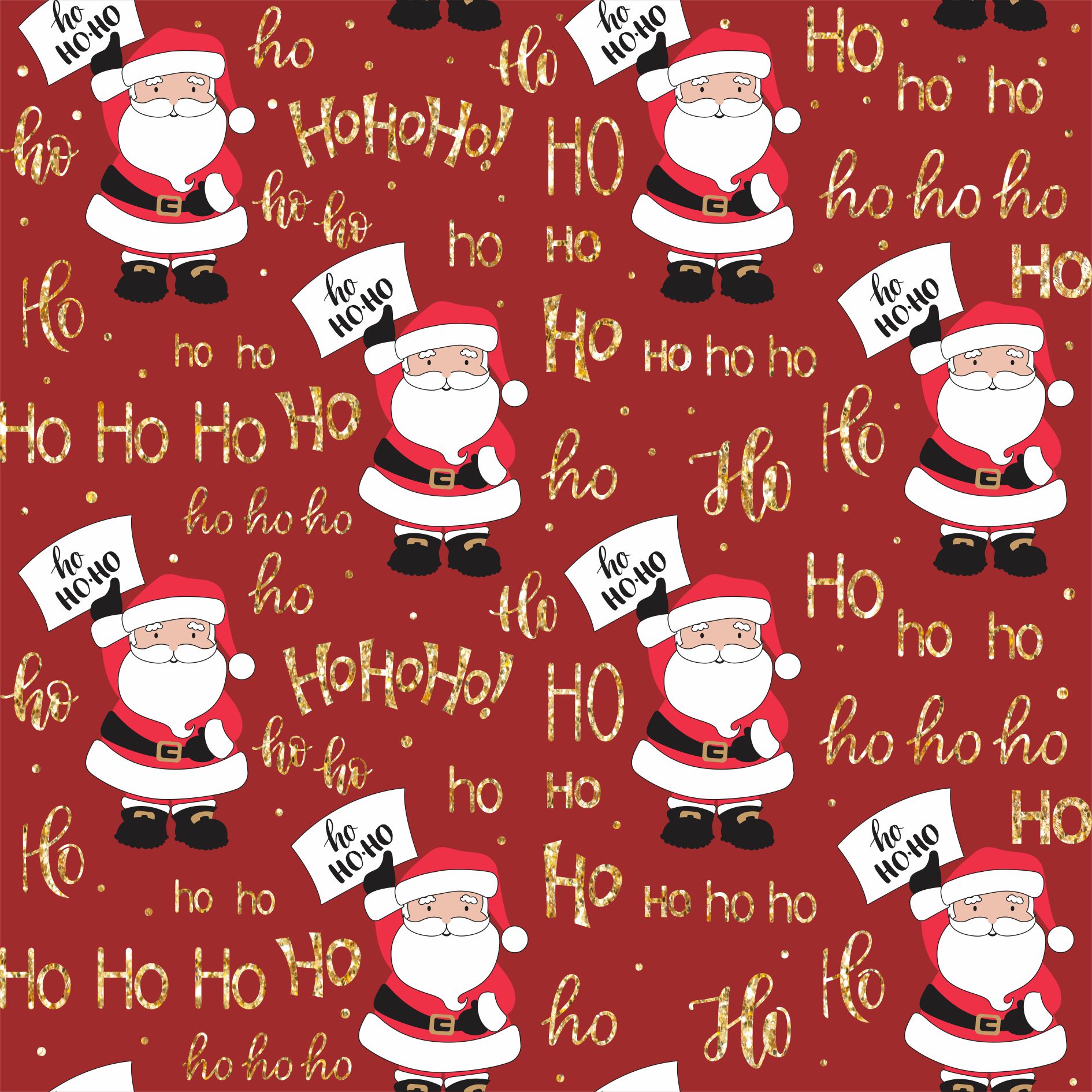 Tecido Tricoline Papai Noel Ho ho ho (Natal) - Peripan - 50 x 150