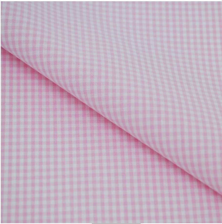 Tricoline Fabricart Xadrez Rosa 100% Algodão 1,50m Largura - Rosa