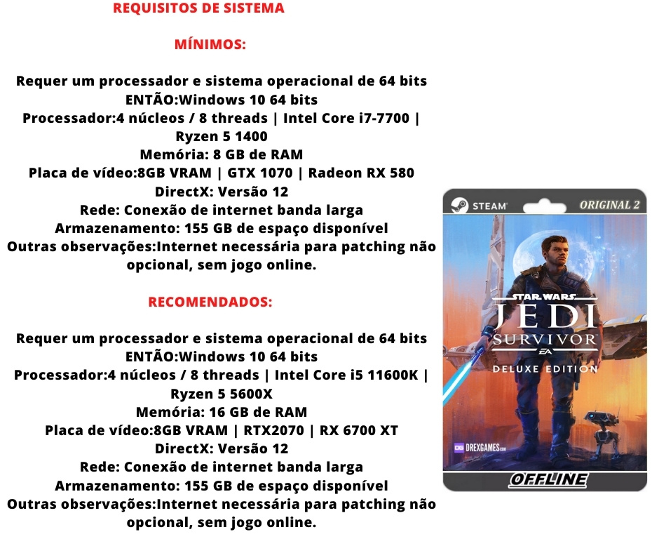 Star Wars Jedi Survivor Pc Steam Offline Deluxe Edition - Loja ...