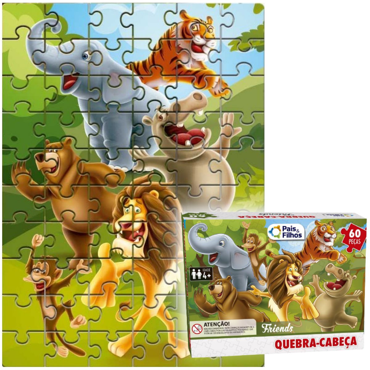 Quebra Cabeça Infantil 22 x 22 cm Kit com 22 peças