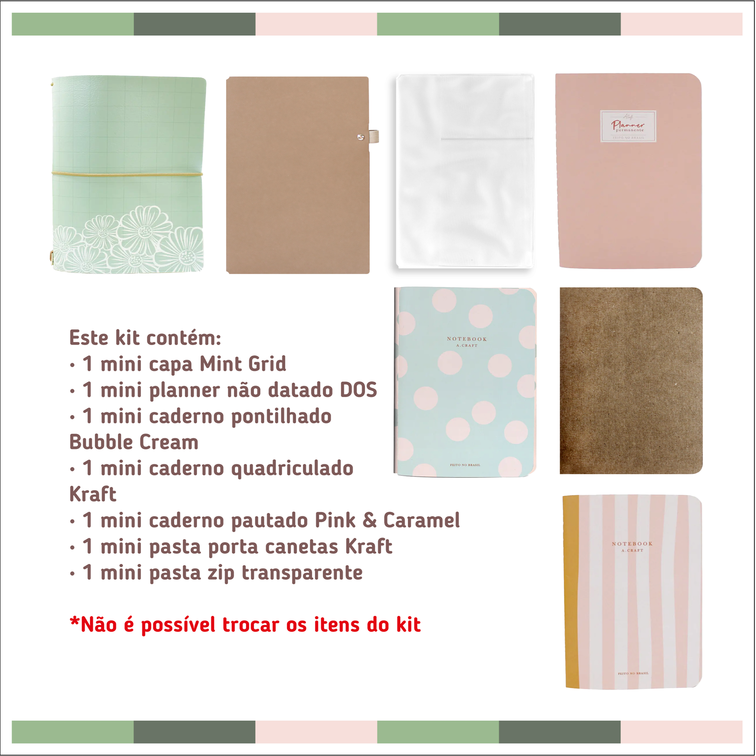 Kit Mini Planner Mint Grid - Fancy Goods