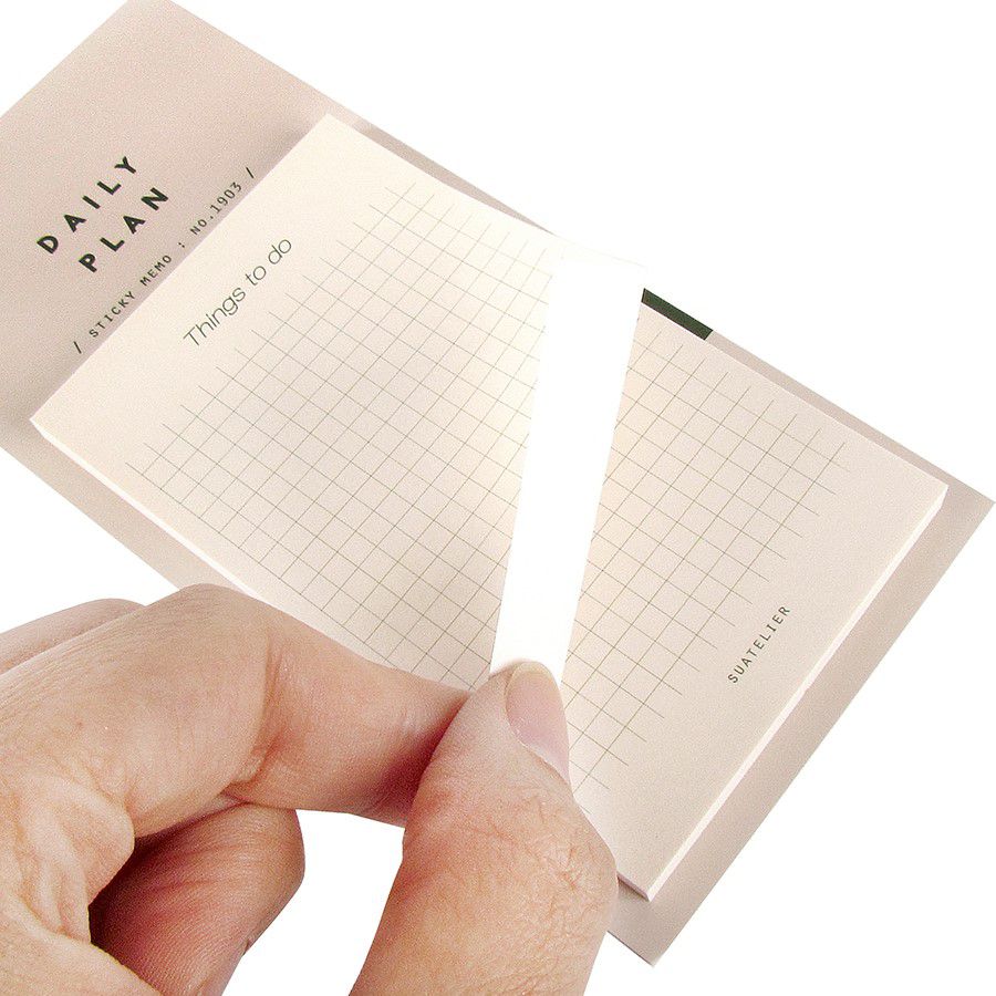 Postit Stick Daily Plan Sticky Memo Things To Do Quadriculado Creme Fancy Goods