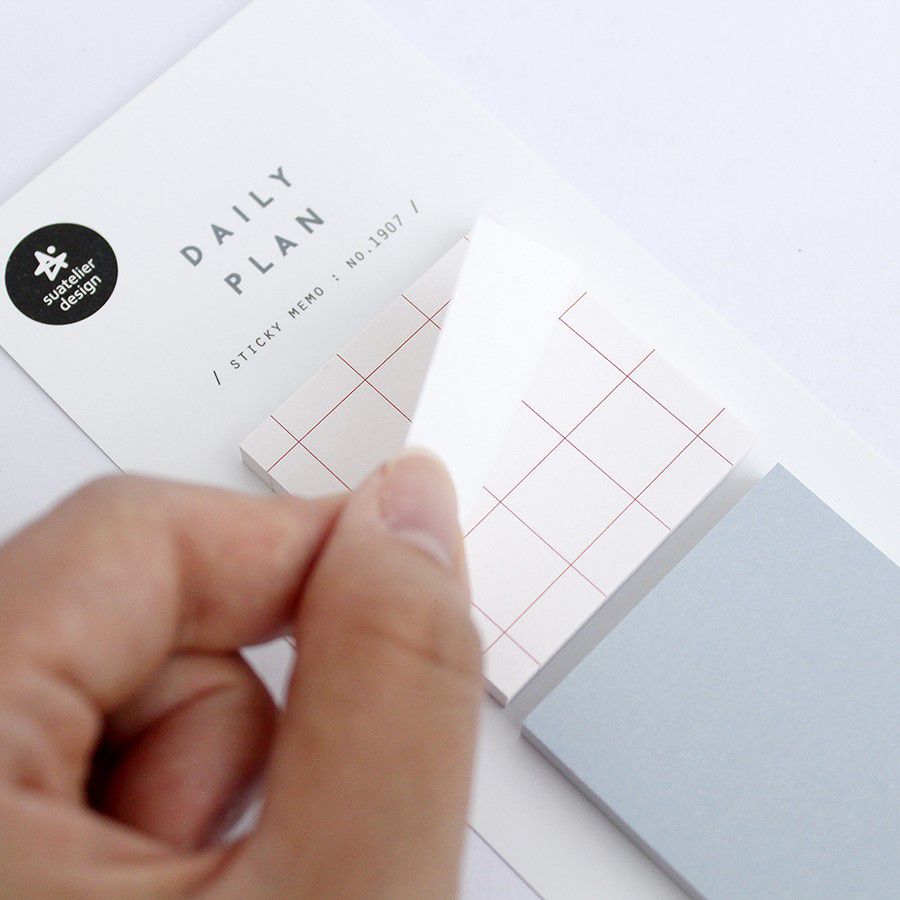 Postit Stick Daily Plan Sticky Memo Quadrados Quadriculado Azul Sua Fancy Goods