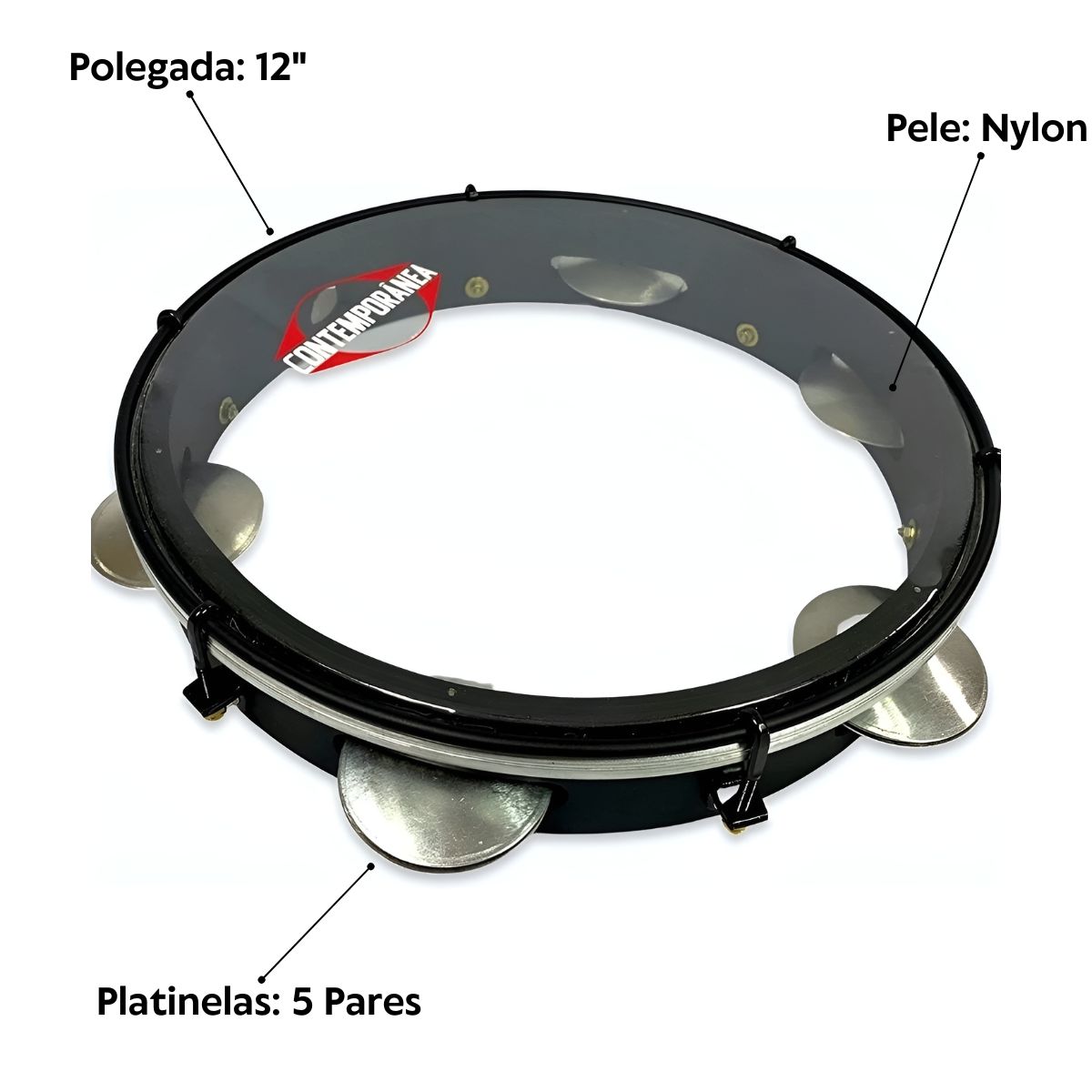 CONTEMPORÁNEA パンデイロ Pandeiro 12 Polegadas Contemporânea Black Light 84LBK | Percussão