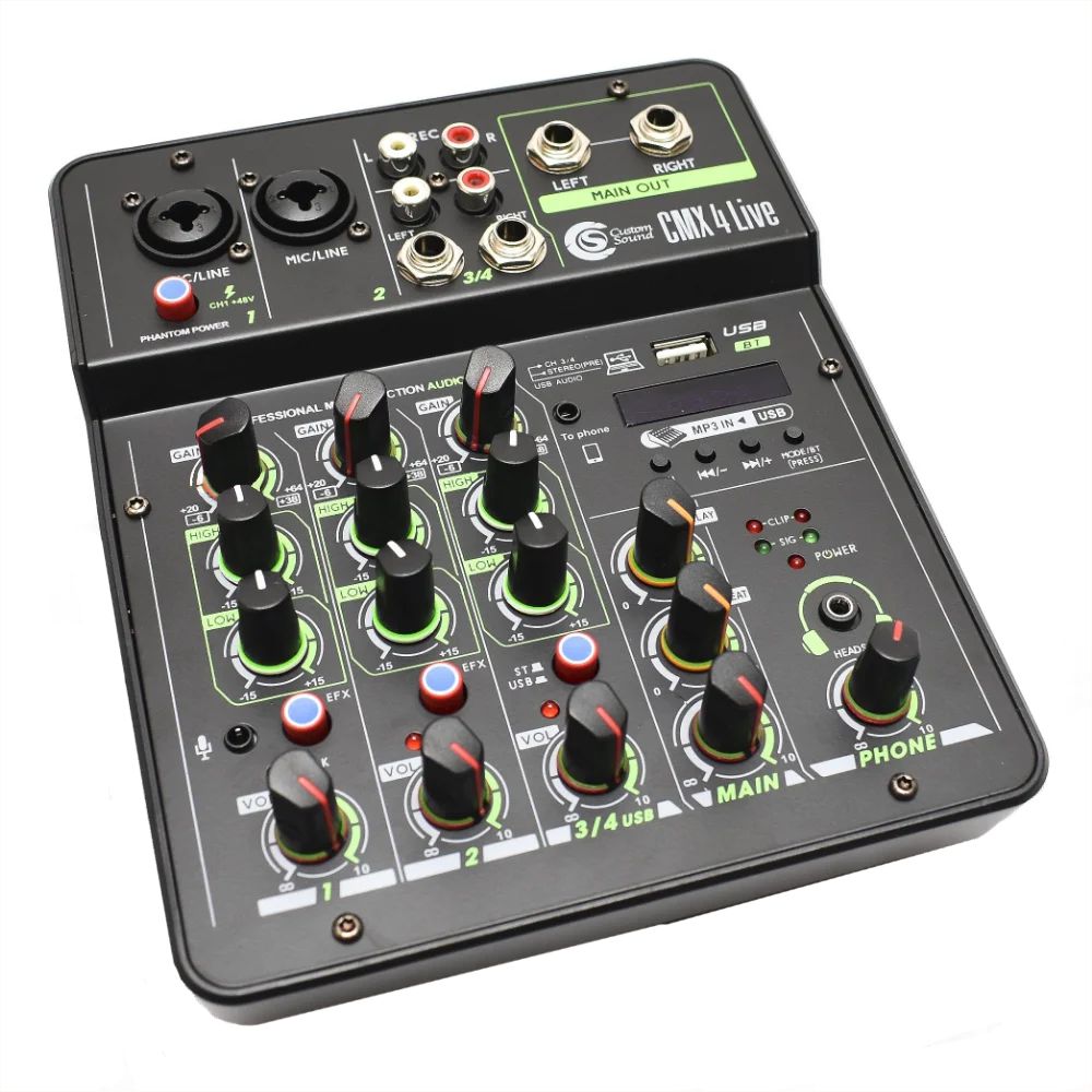 Mixer de áudio estéreo 4 canais 3,5 mm AUX passivo estúdio ao vivo console  gravação 4-1