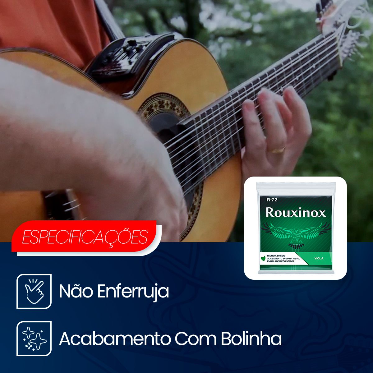 Jogo de Cordas Rouxinox Para Viola Caipira R-72 | Encordoamentos