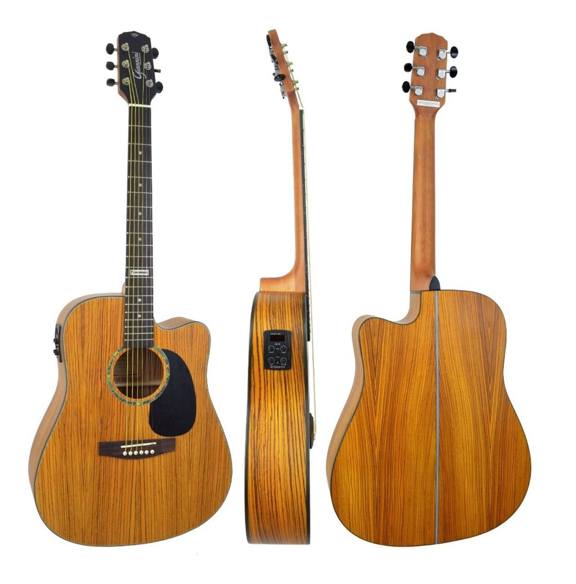 Violão Aço Giannini Eletrico Cutaway Natural Zebra GF-1D