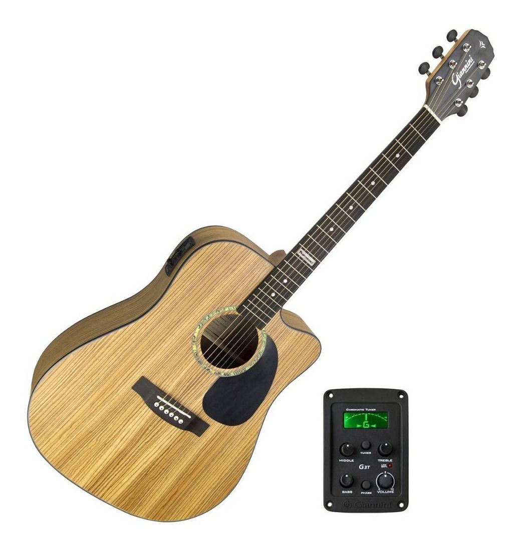 Violão Aço Giannini Eletrico Cutaway Natural Zebra GF-1D