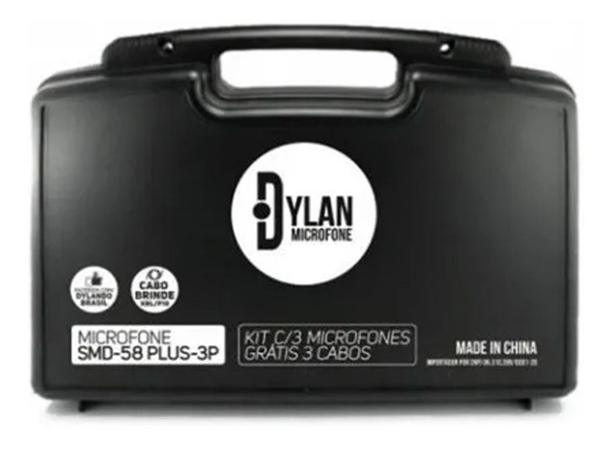 Kit Com 03 Microfones Dinâmicos Unidirecional Dylan Dm-580