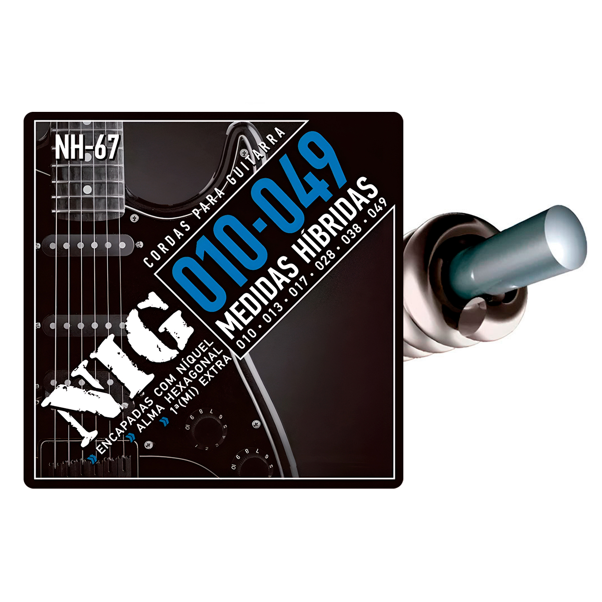 Encordoamento Para Guitarra 010 Híbrido Niquel Nig NH-67 | Cordas
