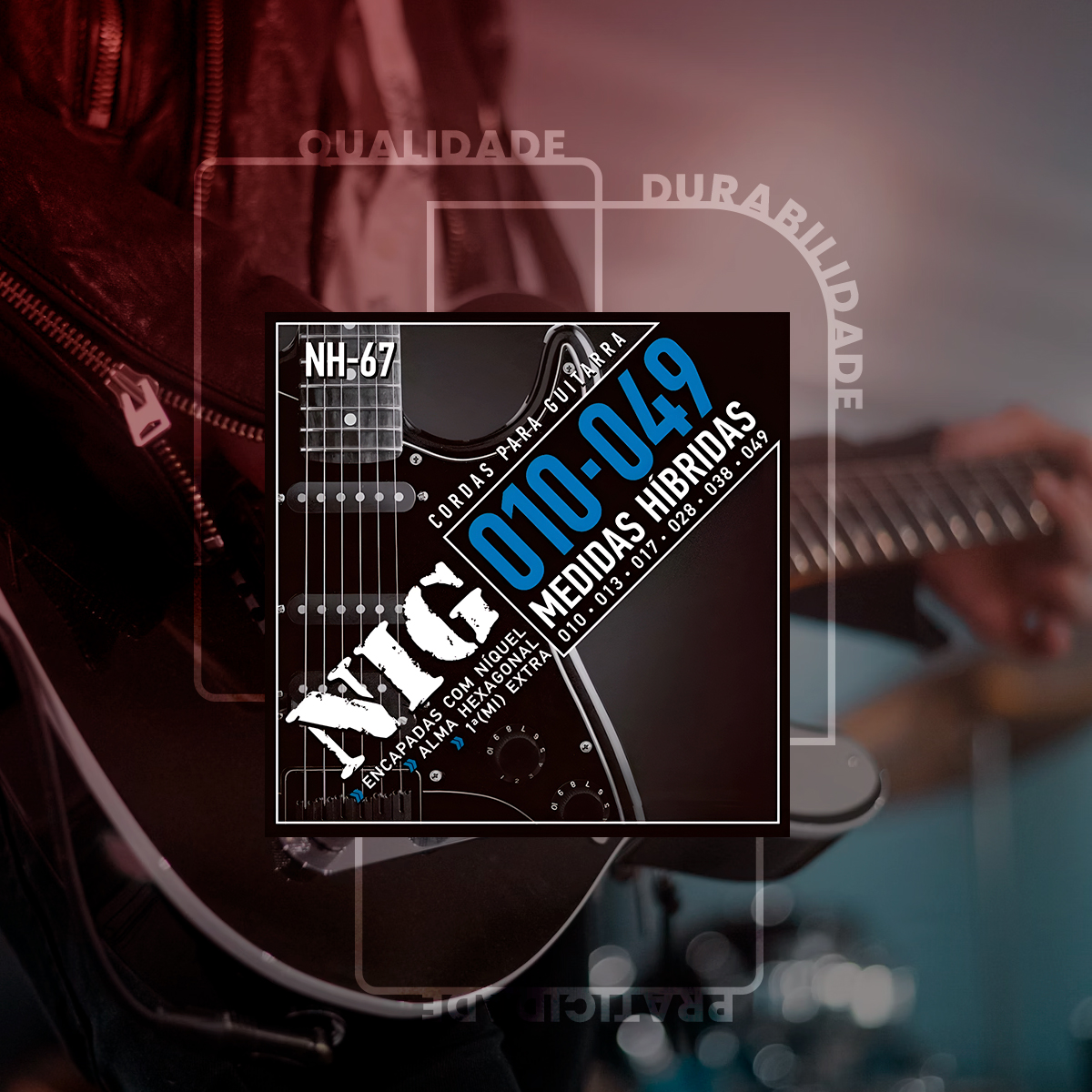 Encordoamento Para Guitarra 010 Híbrido Niquel Nig NH-67 | Cordas