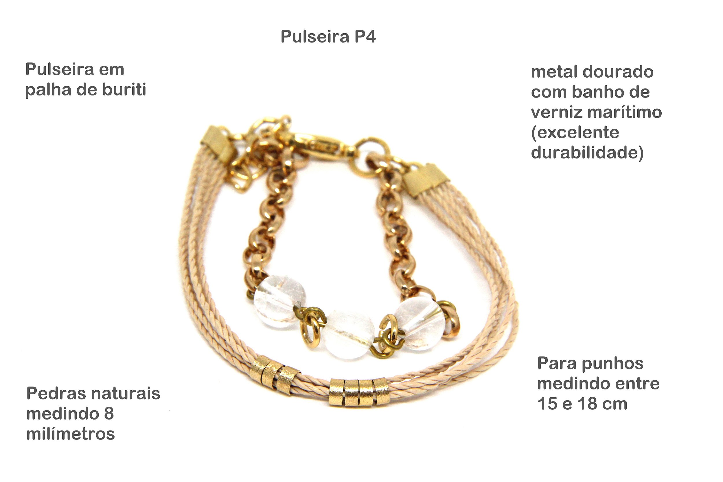 pulseira artesanal, pulseira palha, pulseira quartzo cristal, pulseira -  Santa Palha