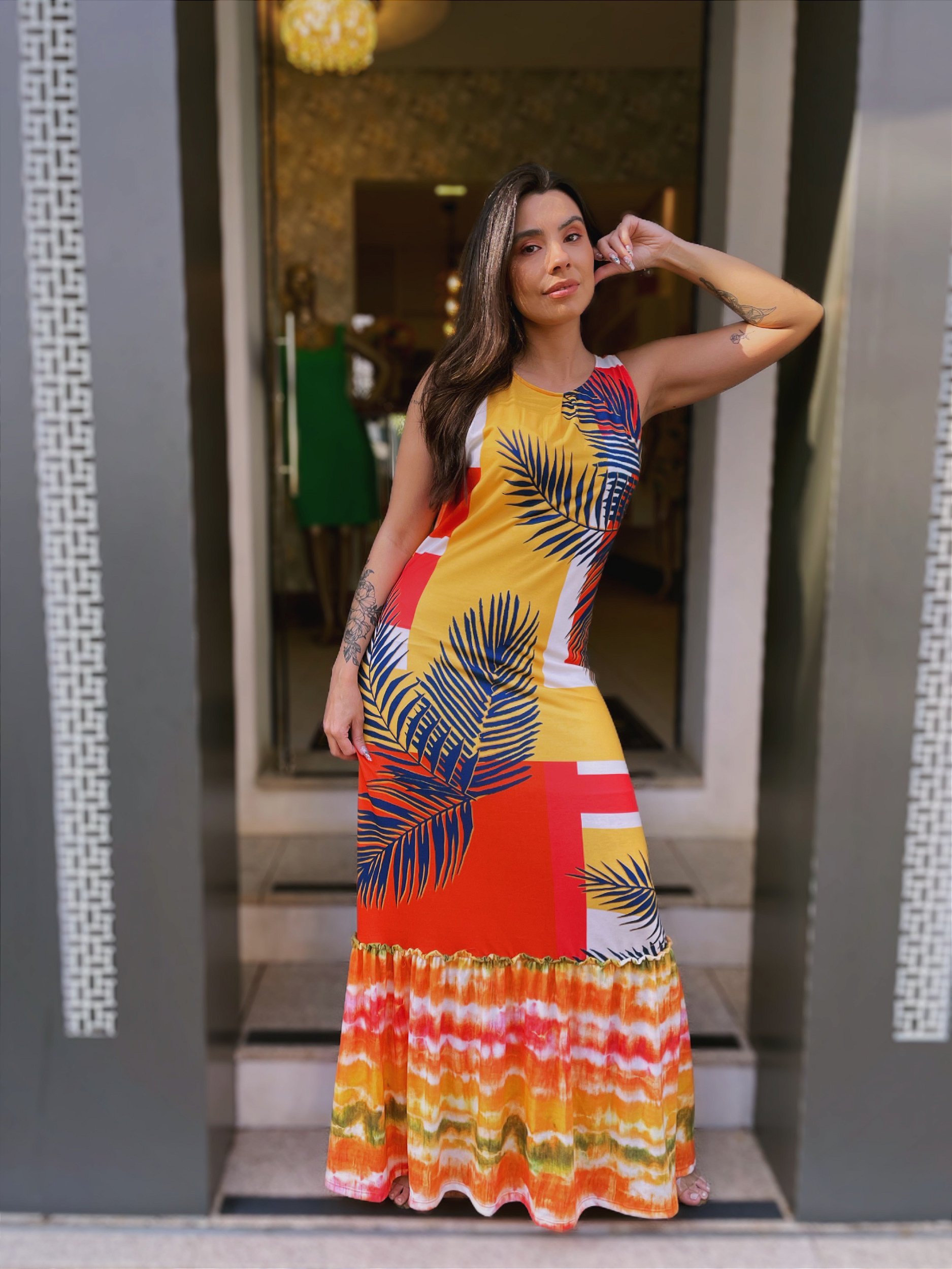 Vestido Longo Tropical M - Moça Brasilis - Moda Feminina