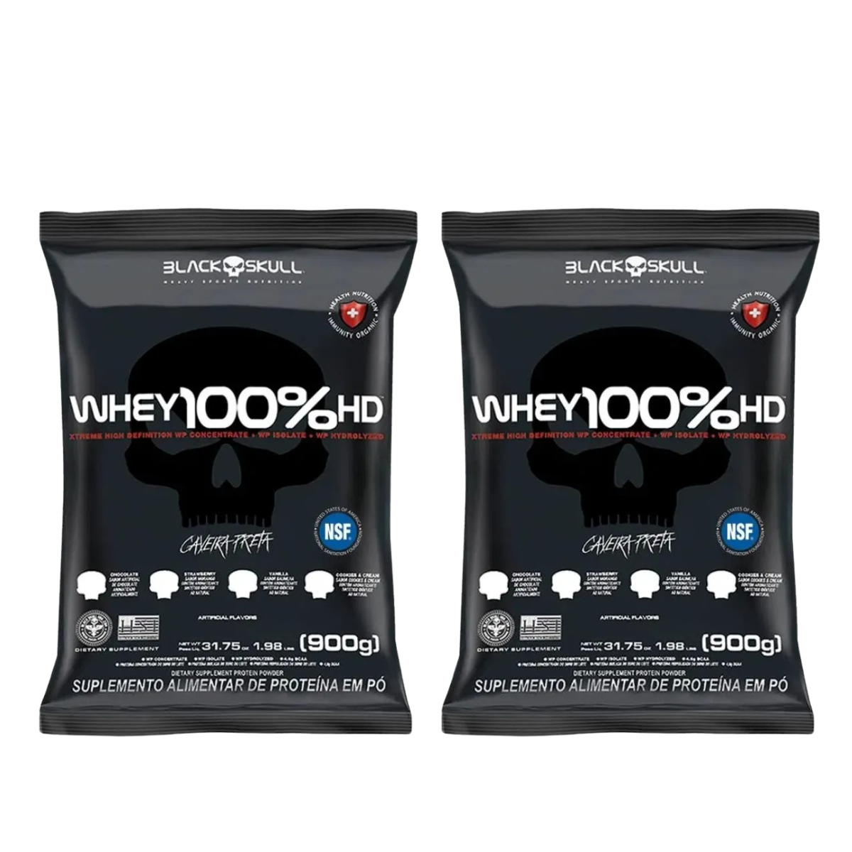 Whey Protein 100% HD 900g Refil BlackSkull 2 Unidades - Nutria Suplementos  Alimentares