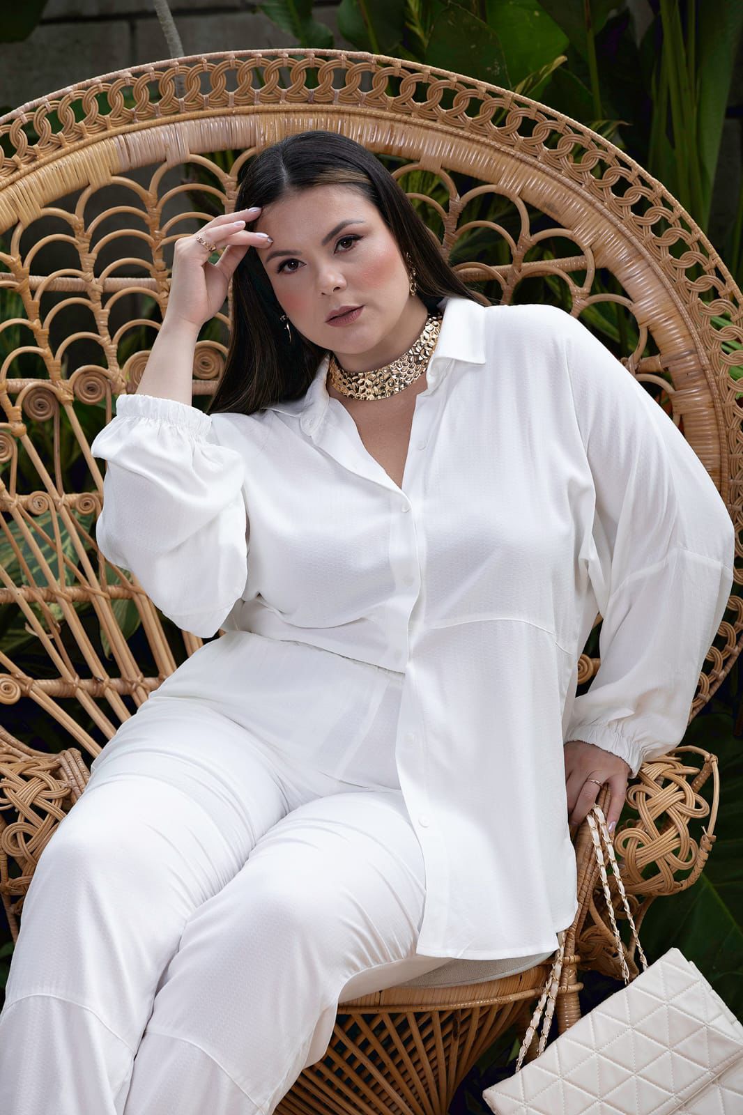 CAMISA MANGA CAIDA COM PUNHO PLUS SIZE Havida Moda Plus Size