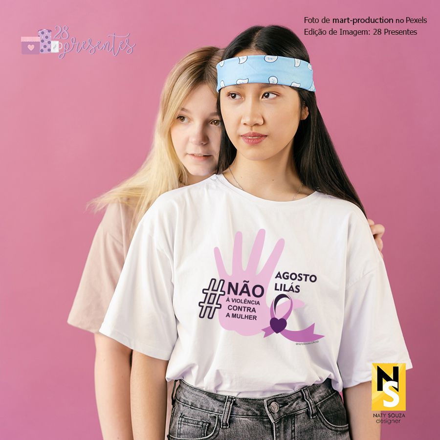 1 Camiseta Agosto Lilás Campanha Contra Violência da Mulher - W3artestampa  - Camiseta Feminina - Magazine Luiza