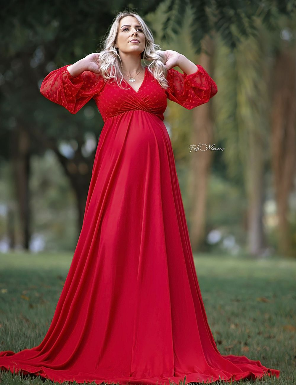 LOCAÇÃO Vestido Vermelho Princesa com Fenda