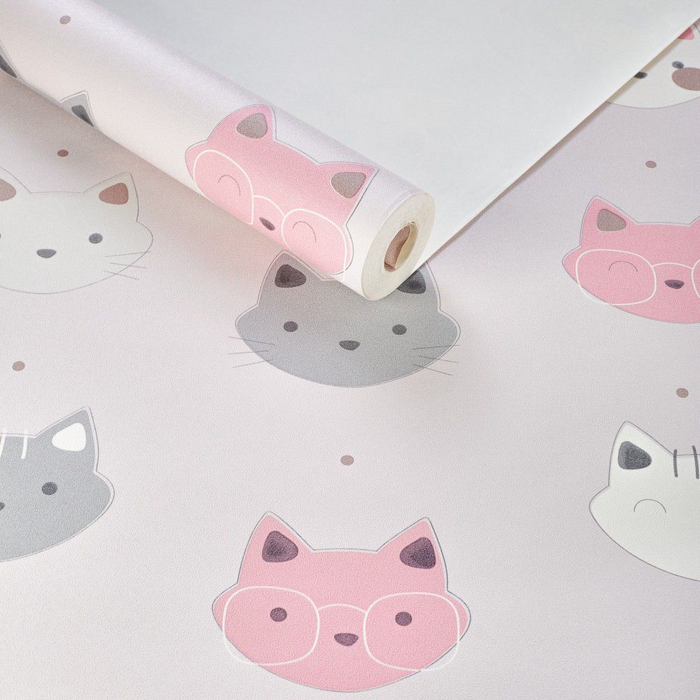 Papel de parede gatinhos kawaii lilás