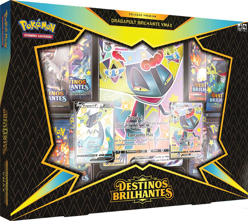 Carta Pokémon Dhelmise Vmax Destinos Brilhantes em Promoção na