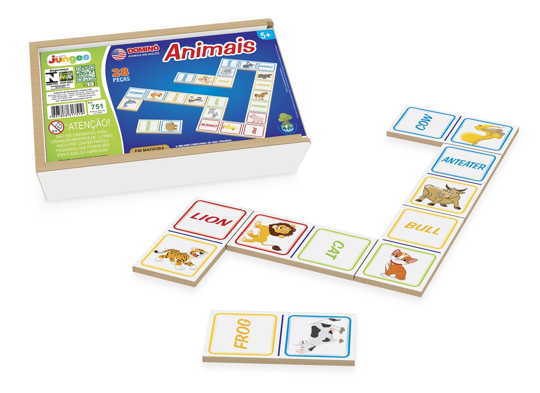 Mandiali e-Shop : Kit Jogos Infantil em Inglês Dominó + Quebra Cabeça  Palavras e Numerais