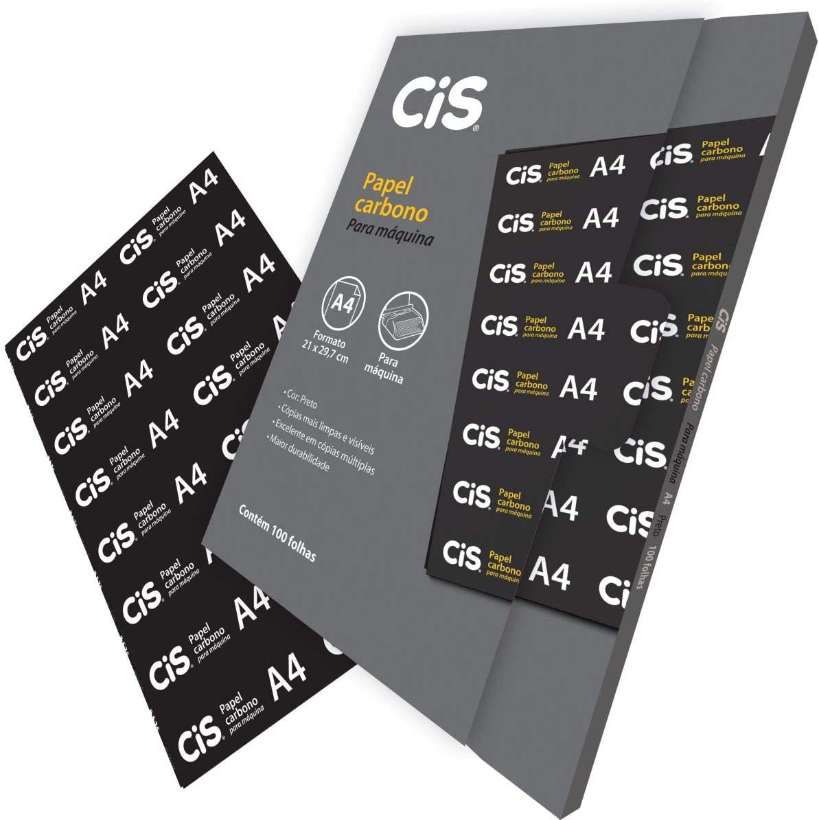 Papel Carbono A4 Preto 100 Folhas Cis Papelaria Capital 3706