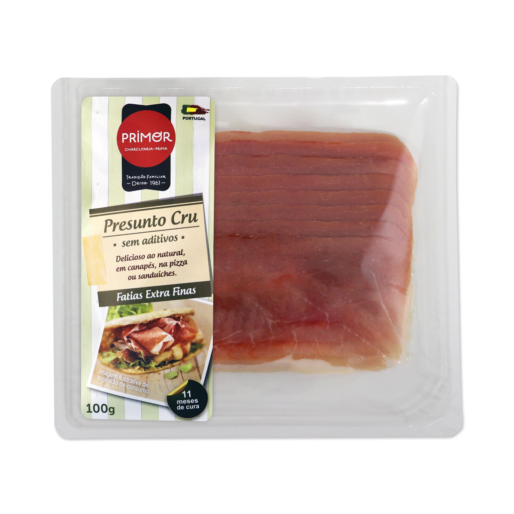 Presunto Cru Português Primor Fatiado 100g - Loja Gourmet Calimp