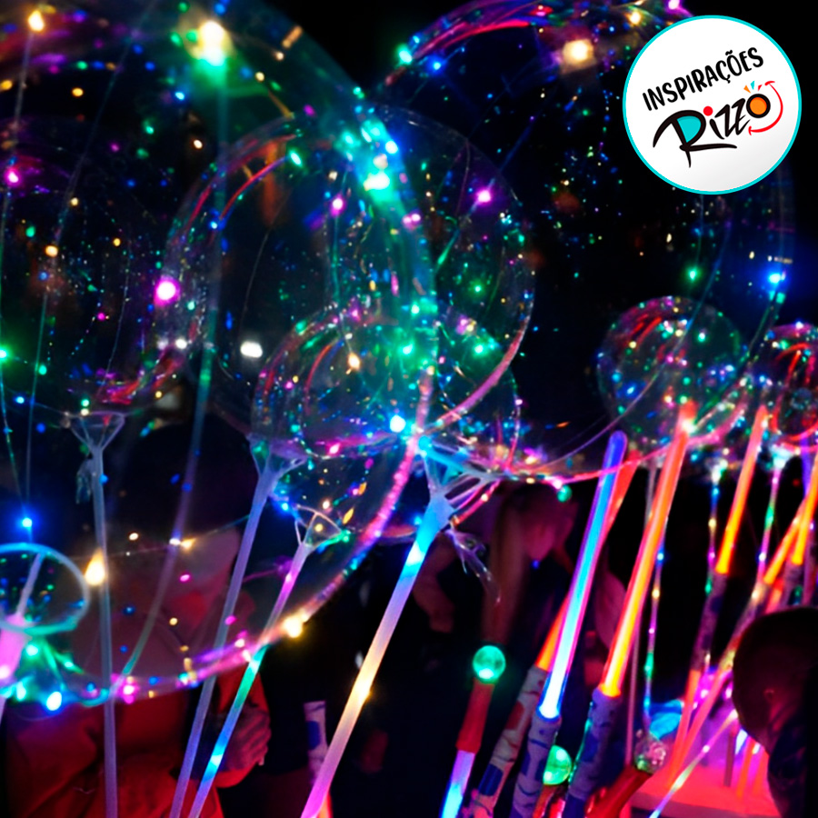 Balão Bubble LED Colorido 35cm - 1 unidade - Cromus - Rizzo - Rizzo Balões